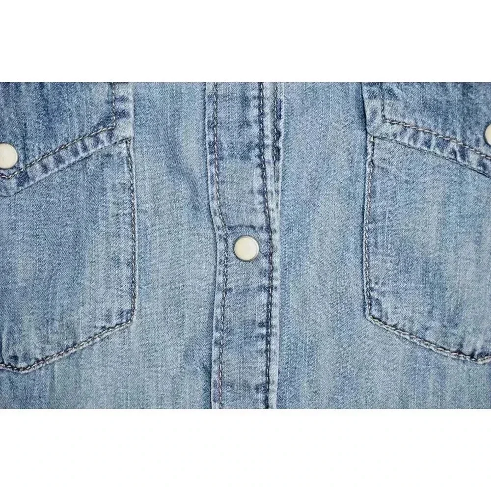 GAP Kids Denim Shirt Dress Girls Sz L (10) Pearl Snap Front Jean Long Sleeves